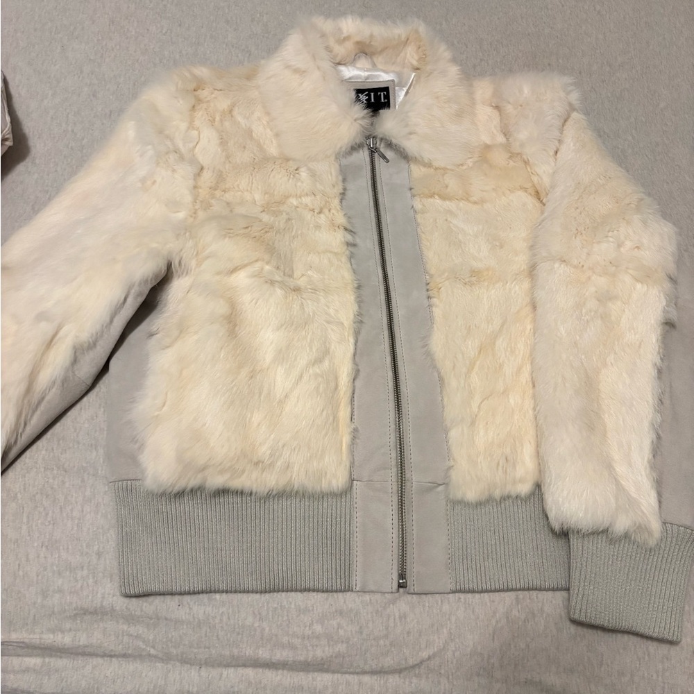 Mixit Cream Faux Fur Bomber Jacket